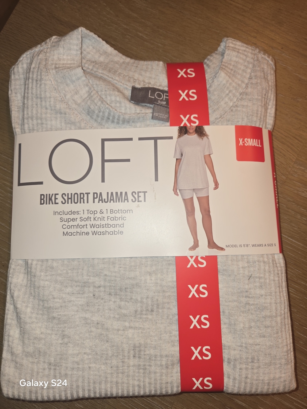 LOFT Light Gray Bike Short Pajama Set - XS New